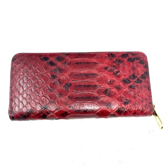 Michael Kors Red Python Embossed Large Hamilton Bag with Matching Wallet. - Picture 9 of 13